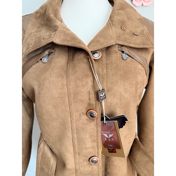 REPORTAGE REA Women's Brown Faux Suede Belted Jacket Size M new with tags - Picture 3 of 12